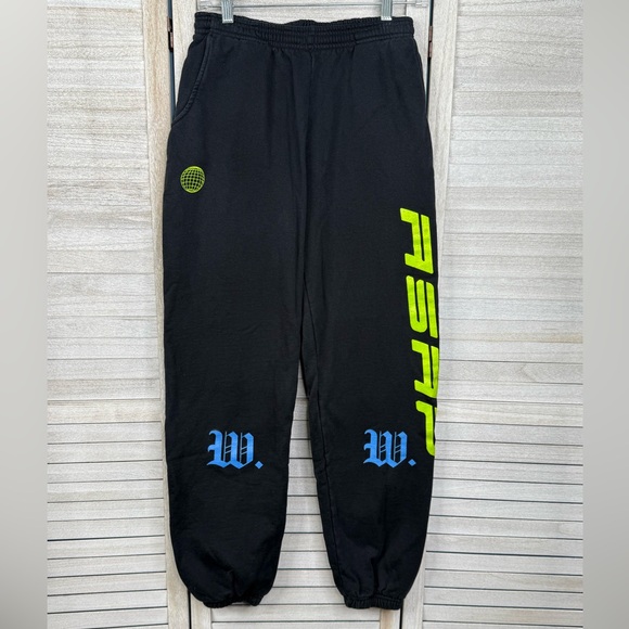PACSUN X A$AP ROCKY MOB WORLDWIDE Men's Sweatpants Black/Multi-Small - Picture 1 of 2